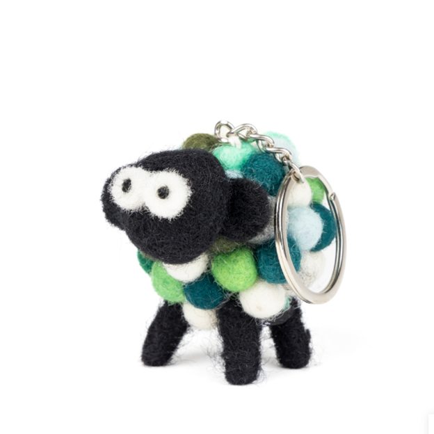 Sheep Keyring Blackface Felt Wool