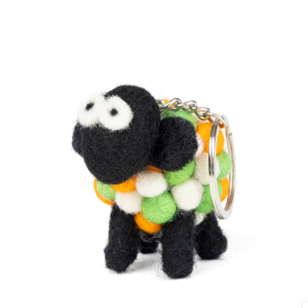 Sheep Keyring Blackface Felt Wool