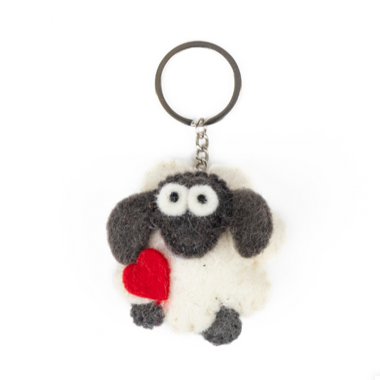 Sheep Keyring Felt Wool