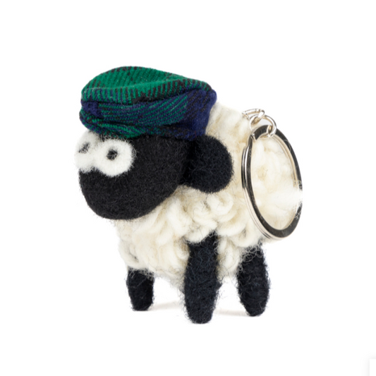 Sheep Keyring Blackface With Tartan Flatcap