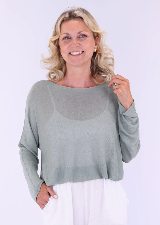 Linen Blend Long Sleeve Tunic