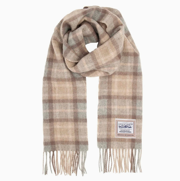 Pure Wool Tartan Check Scarf/Wrap