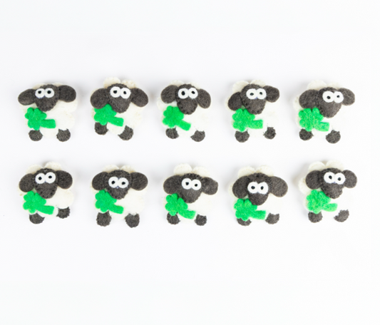 Felt Wool Sheep Magnet Shamrock