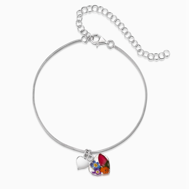 Mixed Flower Bracelet Heart & Charm