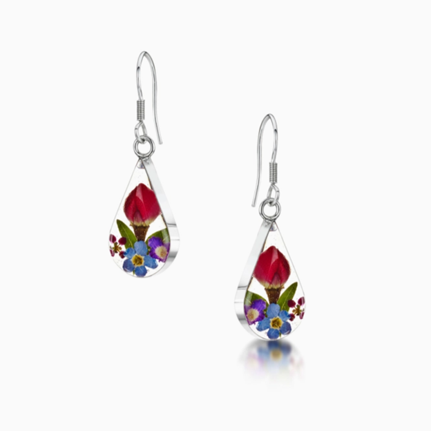 Mixed Flower Earrings Drop Teardrop