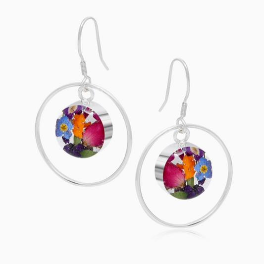 Mixed Flower Earrings Round Plus Hoop