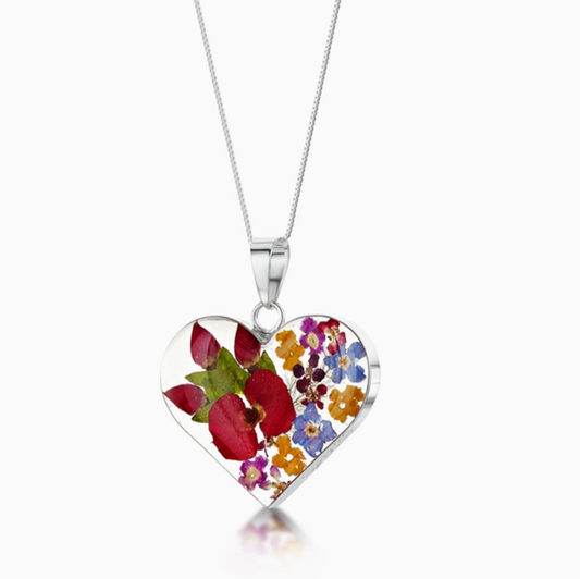 Mixed Flower Necklace Heart/Rose