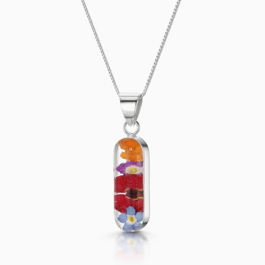 Mixed Flower Necklace Vertical Bar