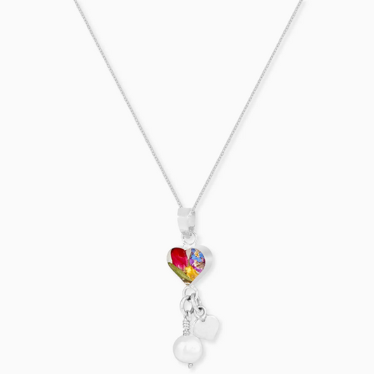 Mixed Flower Necklace Pearl Charm and Heart