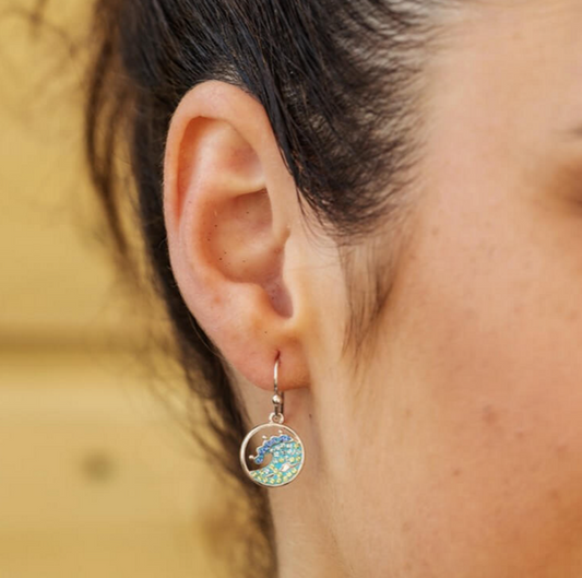 Sterling Silver Blue Swarovski Crystal Wave Earrings