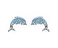 Aqua SW Crystal Dolphin Stud Earrings