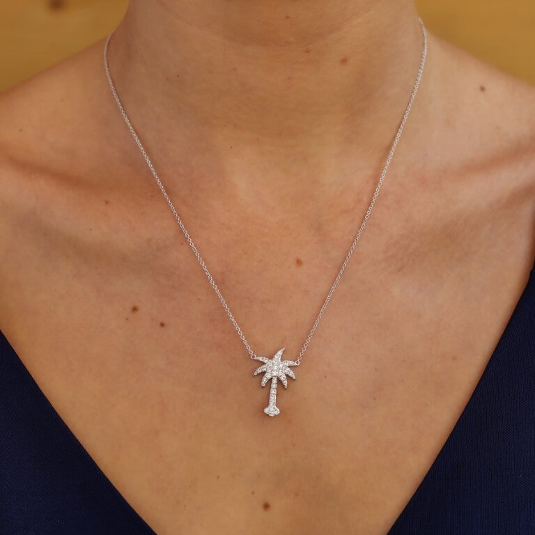 Palm Tree Necklace With Crystals