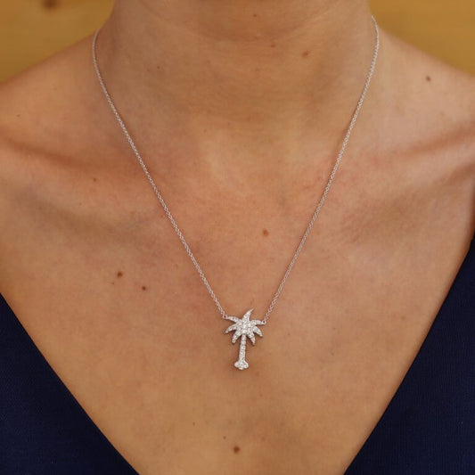 Palm Tree Necklace With Crystals