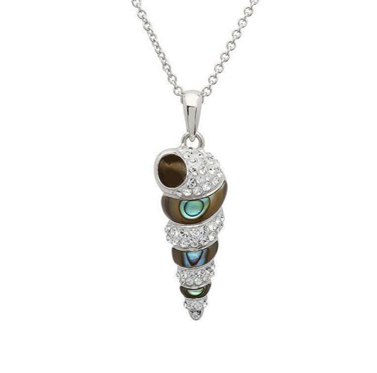 Sterling Silver Swarovski Crystal Abalone Shell Necklace