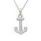 Anchor Necklace Encrusted with White Crystal