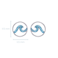 Sterling Silver Aqua Wave Circle Stud Earrings
