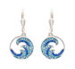 Sterling Silver Sapphire Aqua Crystal Wave Drop Earrings