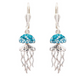 Sterling Silver Aqua Crystal Jellyfish Drop Earrings