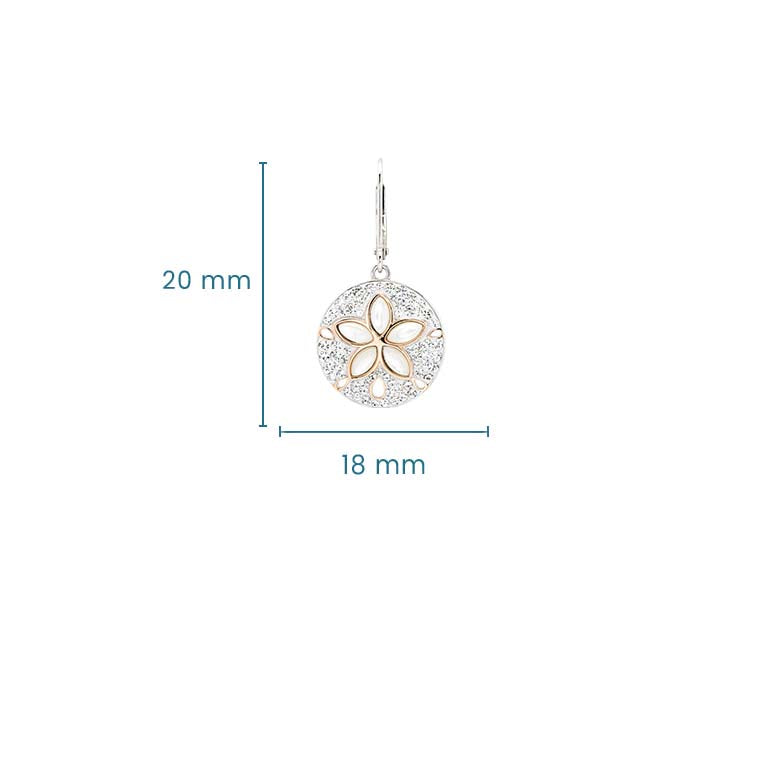 Sterling Silver White Crystal sand Dollar Earrings