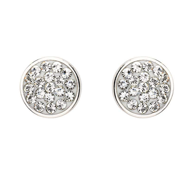 Sterling Silver White Crystal Stud Earrings