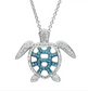 Turtle Pendant With Teal Swarovski® Crystals