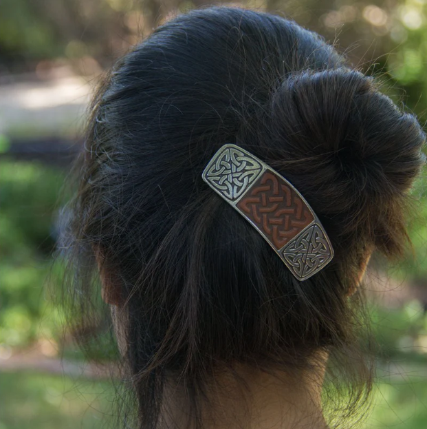 Celtic Knot Leather Barrette