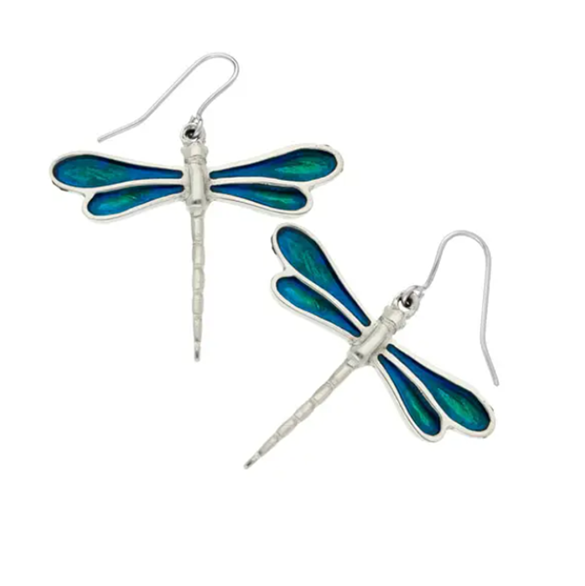 St Justin - Dragonfly Enamelled Drop earrings