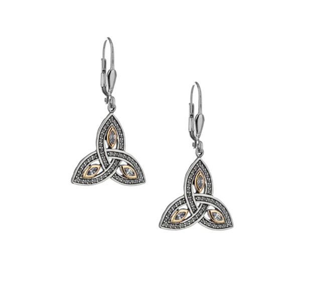 Silver and 10k Gold Trinity Earrings