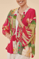Kimono Jacket - Delicate Tropical in Dark Rose
