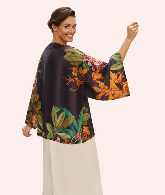 Kimono Jacket - Botany Bliss in Charcoal