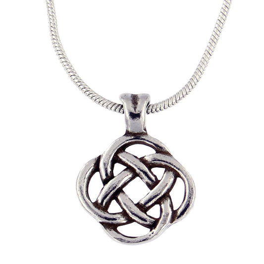 Square knot pewter pendant Necklace