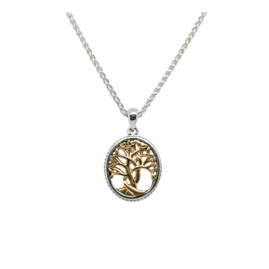 Silver and 10k Yellow Gold Tree of Life Pendant Petite