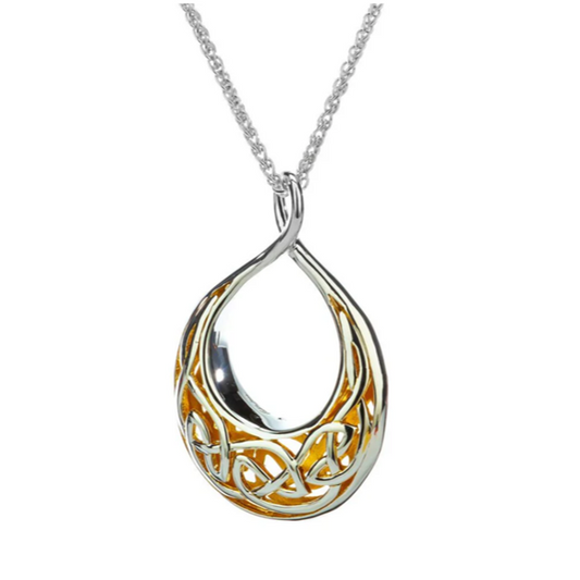 Silver with 22k Gold Gilding Window to the Soul Teardrop Pendant Large