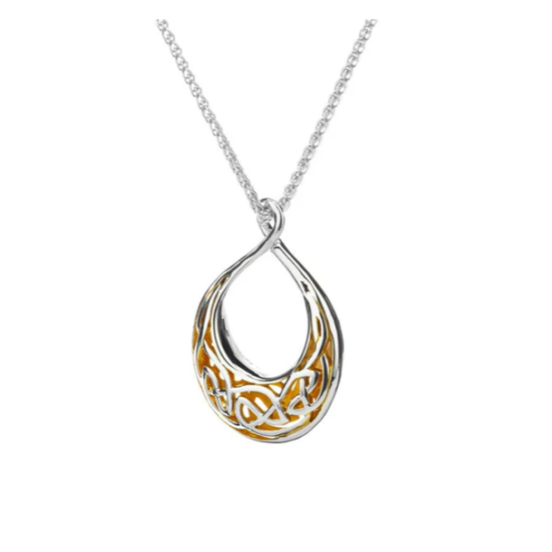 Silver with 22k Gold Gilding Window to the Soul Teardrop Pendant Small