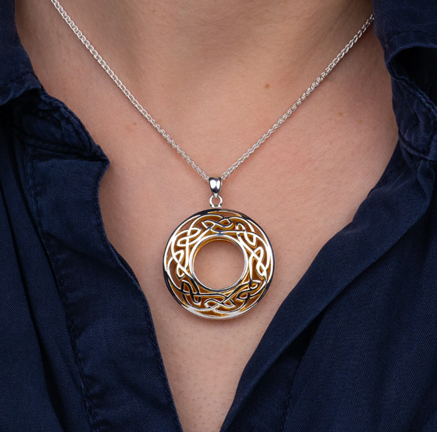 Silver with 22k Gold Gilding Window to the Soul Round Pendant Large