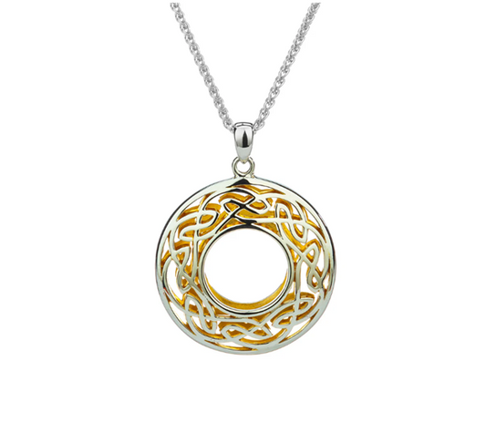 Silver with 22k Gold Gilding Window to the Soul Round Pendant Large