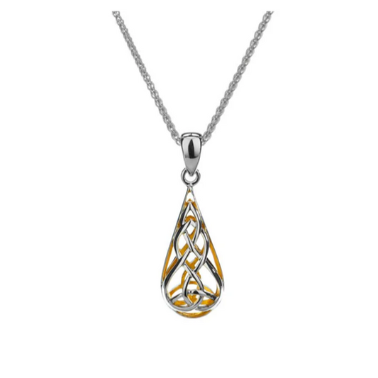 Silver with 22k Gold Gilding Trinity Teardrop Pendant