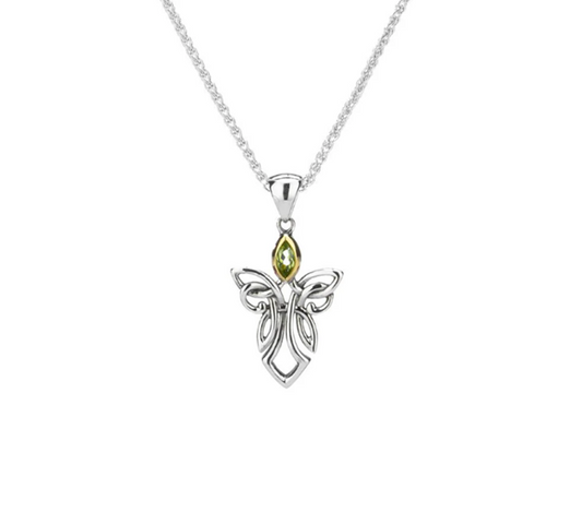 Silver and 10k Gold Guardian Angel Pendant - Small - Peridot