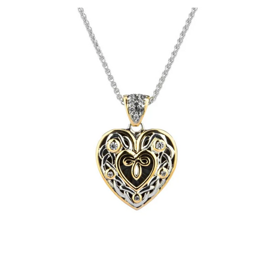 Silver and 10k Yellow Gold Celtic Heart Pendant - Small