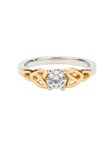 Silver and 10k Yellow Gold 0.5 ct Moissanite Trinity Ring