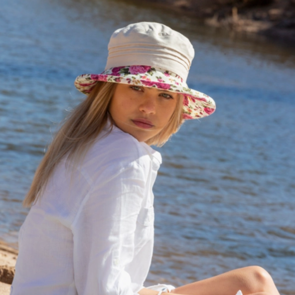 Floral Boned Brim Hat