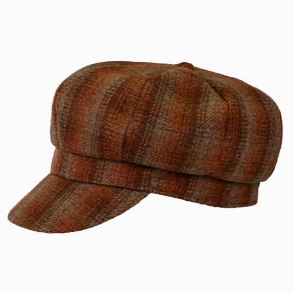 Checked Wool Baker Boy Cap