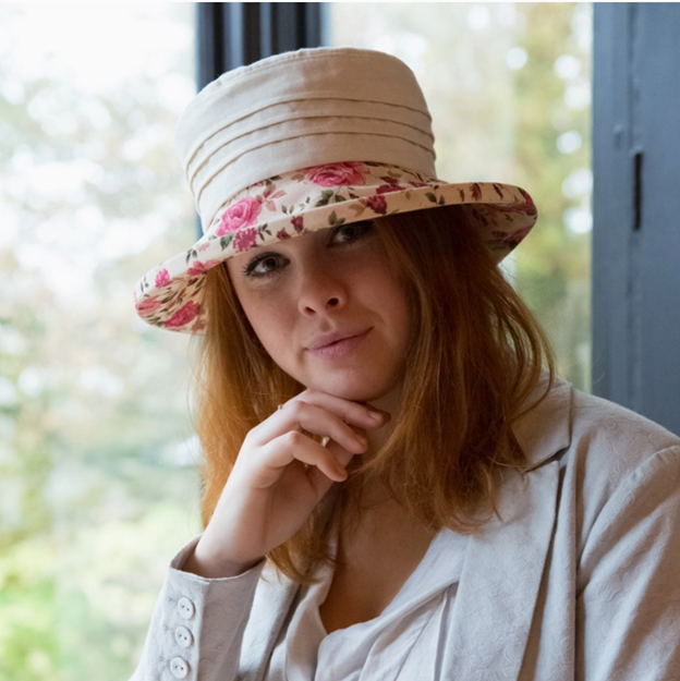 Floral Boned Brim Hat