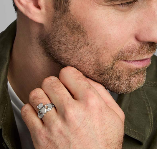 Gents Silver Heavy Claddagh Ring