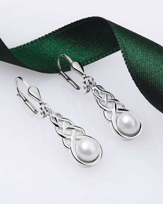 Freshwater Pearl Celtic Drop Earrings
