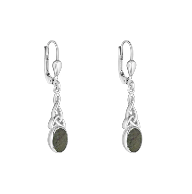 Connemara Marble Long Trinity Knot Drop Earrings