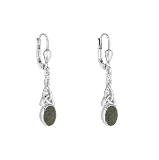 Connemara Marble Long Trinity Knot Drop Earrings