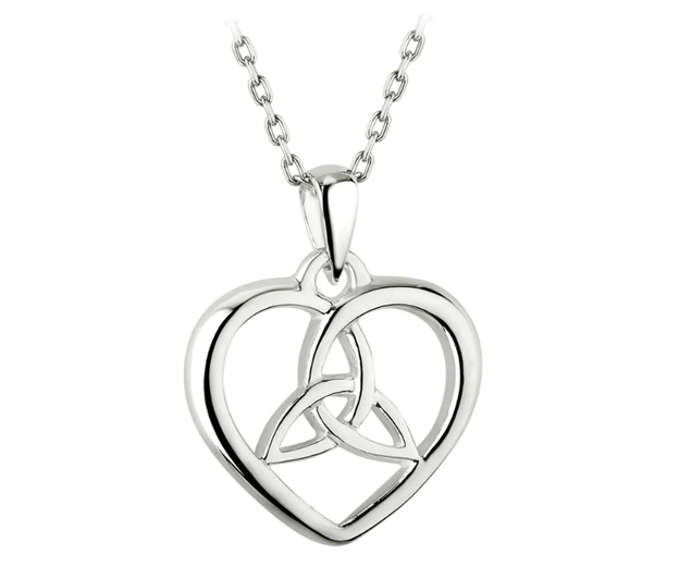 Silver Heart Trinity Knot Necklace