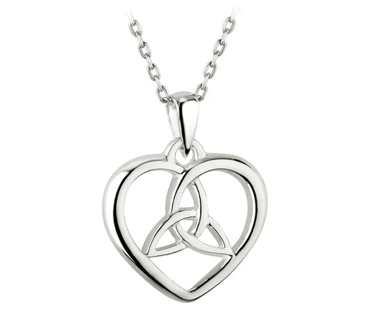 Silver Heart Trinity Knot Necklace