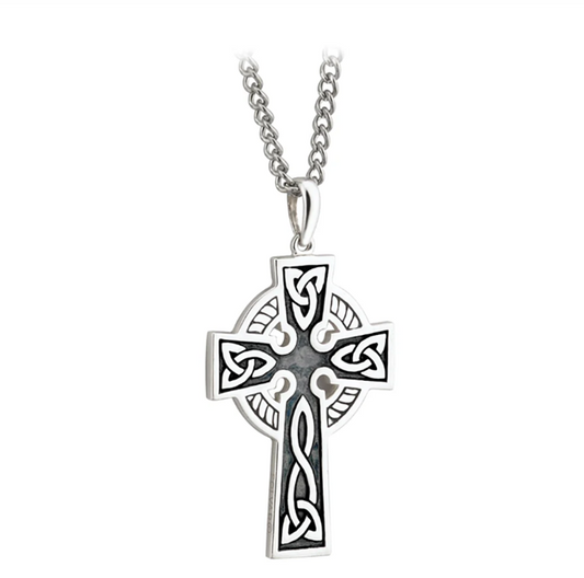 Double Sided Oxidised Silver Celtic Cross